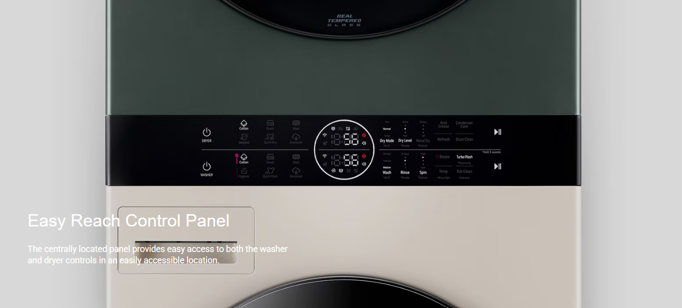 LG Objet WashTower™ 25/20kg All-In-One Stacked Washer Dryer detail 4